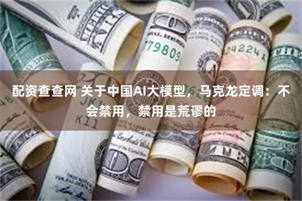 配资查查网 关于中国AI大模型，马克龙定调：不会禁用，禁用是荒谬的