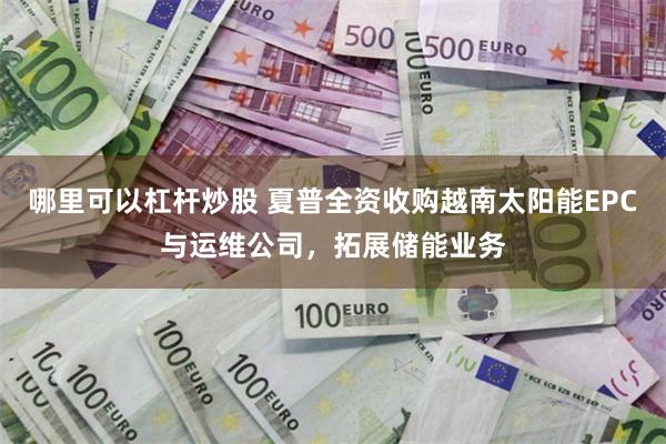 哪里可以杠杆炒股 夏普全资收购越南太阳能EPC与运维公司，拓展储能业务